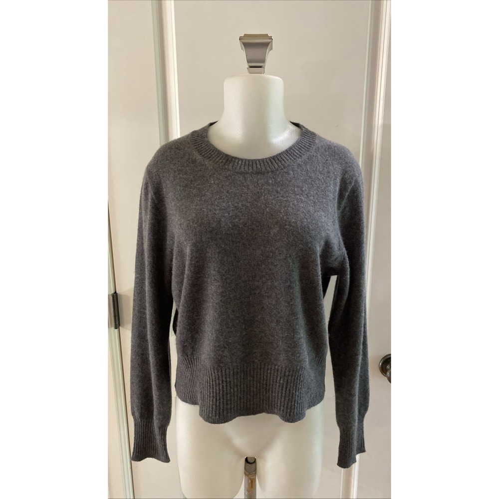 J.Crew Cropped Fit 100% Cashmere Sweater Pullover Gray Womens Size Large